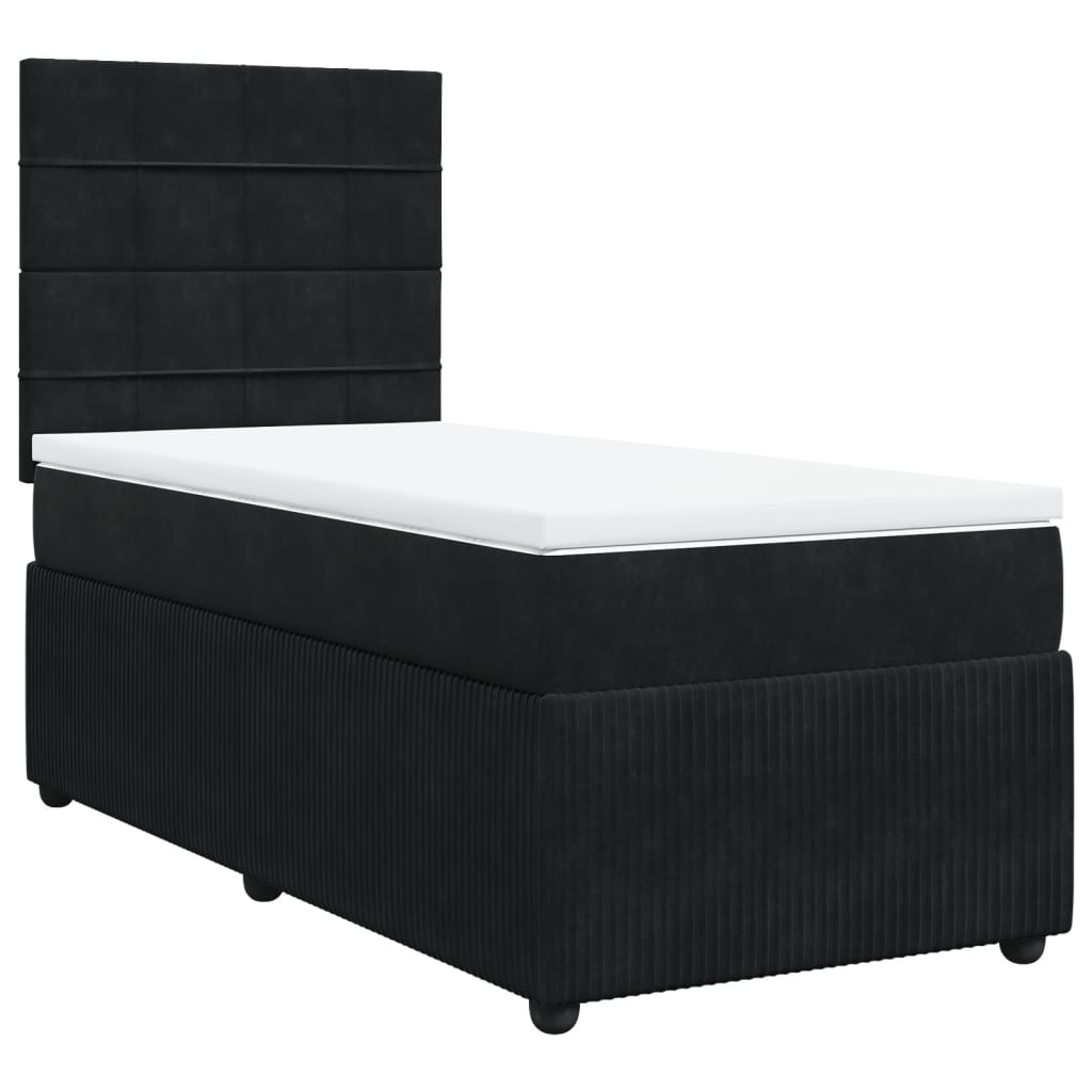 Pat box spring cu saltea, negru, 80x200 cm, catifea GartenMobel Dekor
