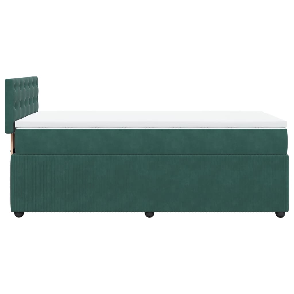Pat box spring cu saltea, verde închis, 100x200 cm, catifea GartenMobel Dekor