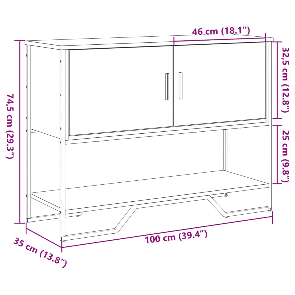 Măsuță consolă, stejar maro, 100x35x74,5 cm, lemn prelucrat GartenMobel Dekor