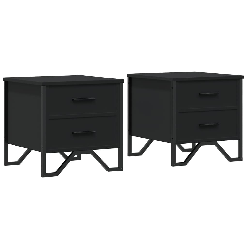 Noptiere, 2 buc., negru, 40x41x40 cm, lemn prelucrat GartenMobel Dekor