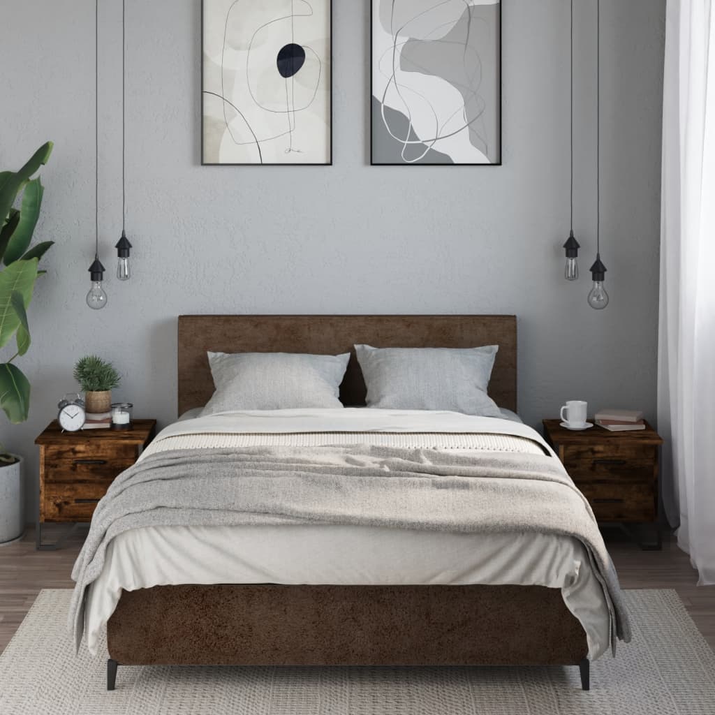 Noptiere, 2 buc., stejar fumuriu, 40x41x40 cm, lemn prelucrat GartenMobel Dekor