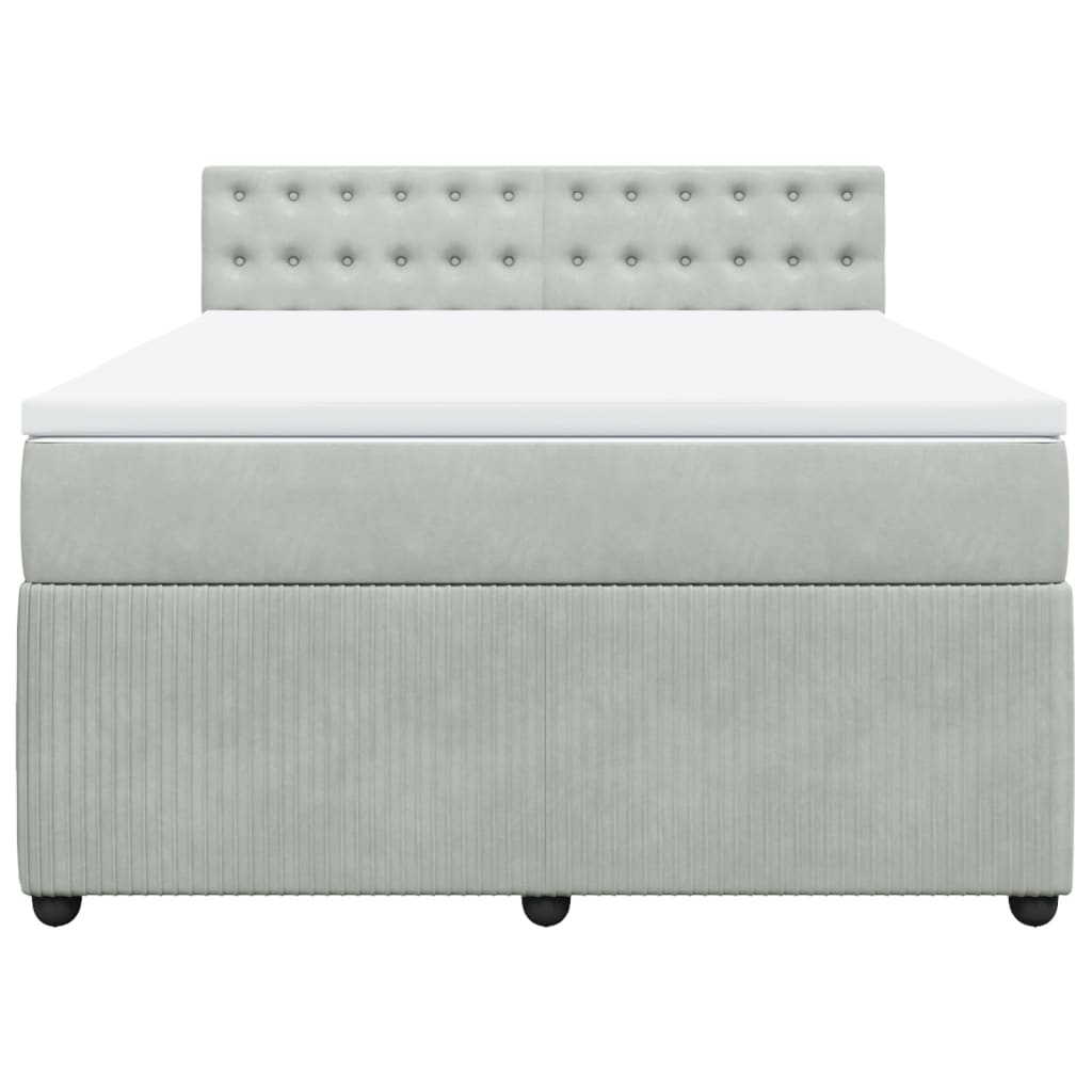Pat box spring cu saltea, gri deschis, 160x200 cm, catifea GartenMobel Dekor