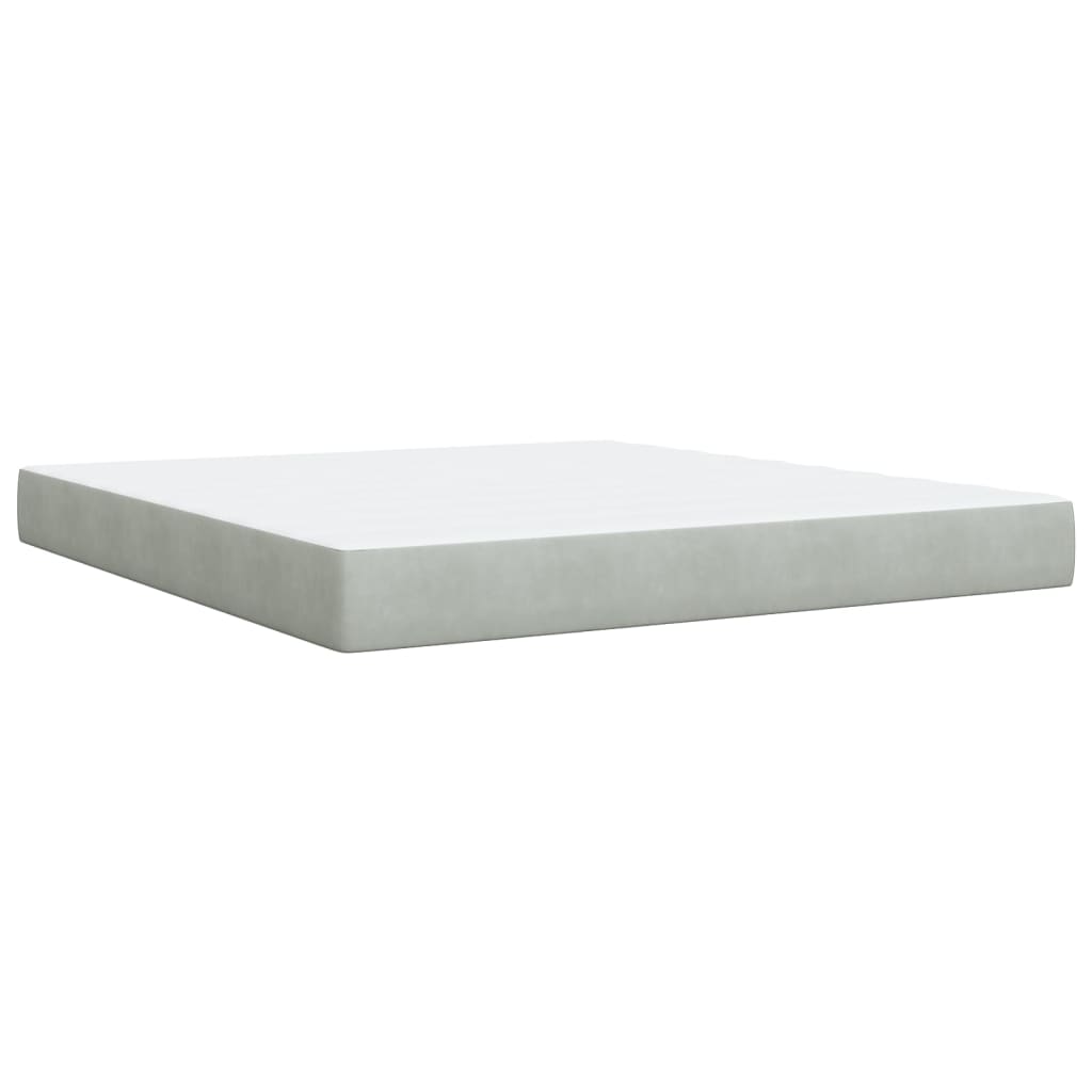 Pat box spring cu saltea, gri deschis, 180x200 cm, catifea GartenMobel Dekor