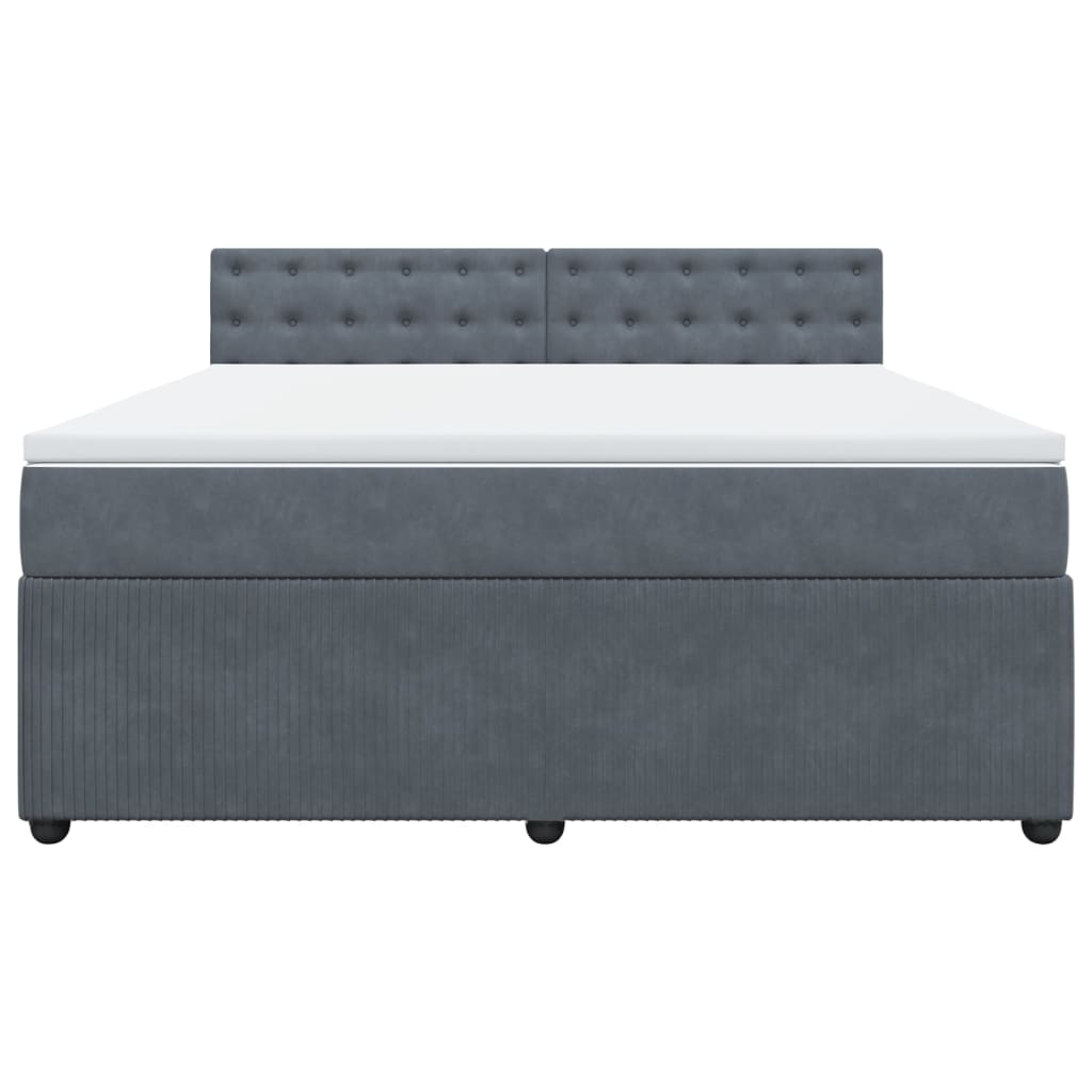 Pat box spring cu saltea, gri închis, 180x200 cm, catifea GartenMobel Dekor