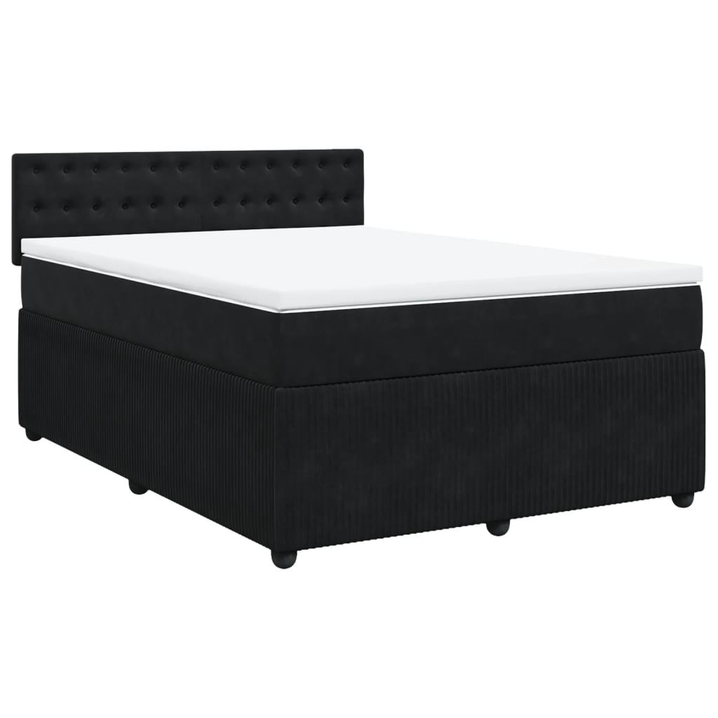 Pat box spring cu saltea, negru, 160x200 cm, catifea GartenMobel Dekor