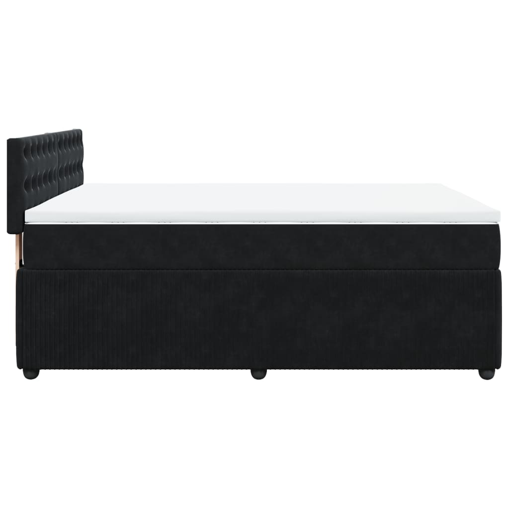 Pat box spring cu saltea, negru, 160x200 cm, catifea GartenMobel Dekor