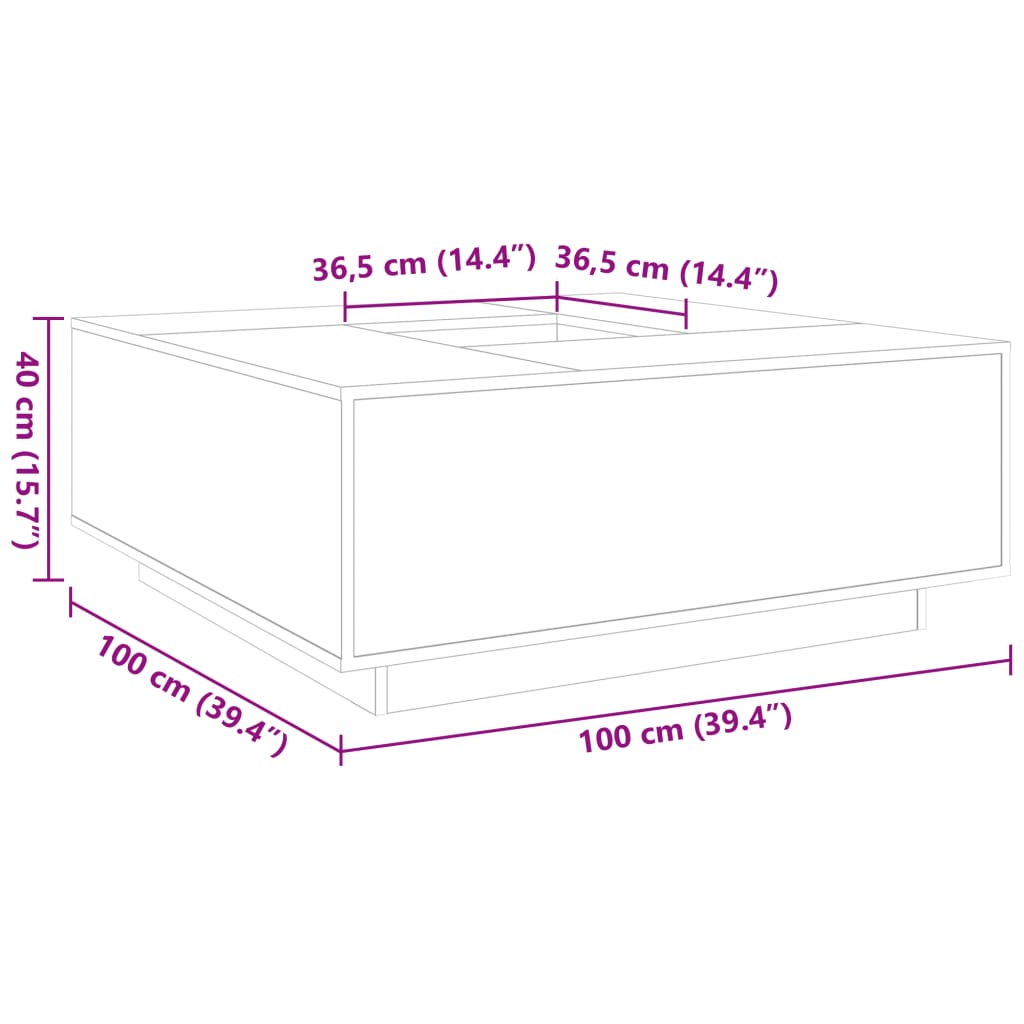Măsuță de cafea stejar sonoma 100x100x40 cm lemn prelucrat GartenMobel Dekor