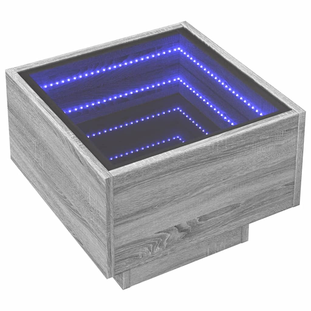 Noptieră cu LED infinity, gri sonoma, 40x40x30 cm GartenMobel Dekor