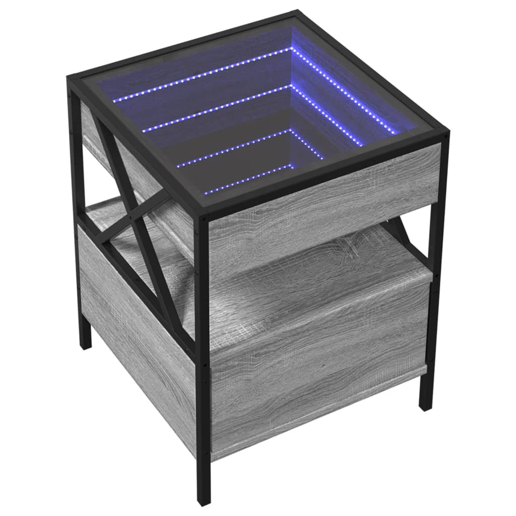 Noptieră cu LED infinity, gri sonoma, 40x40x51 cm GartenMobel Dekor