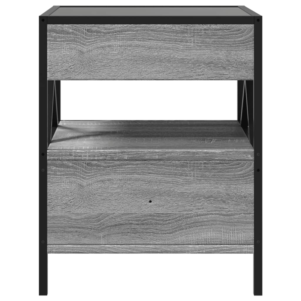 Noptieră cu LED infinity, gri sonoma, 40x40x51 cm GartenMobel Dekor