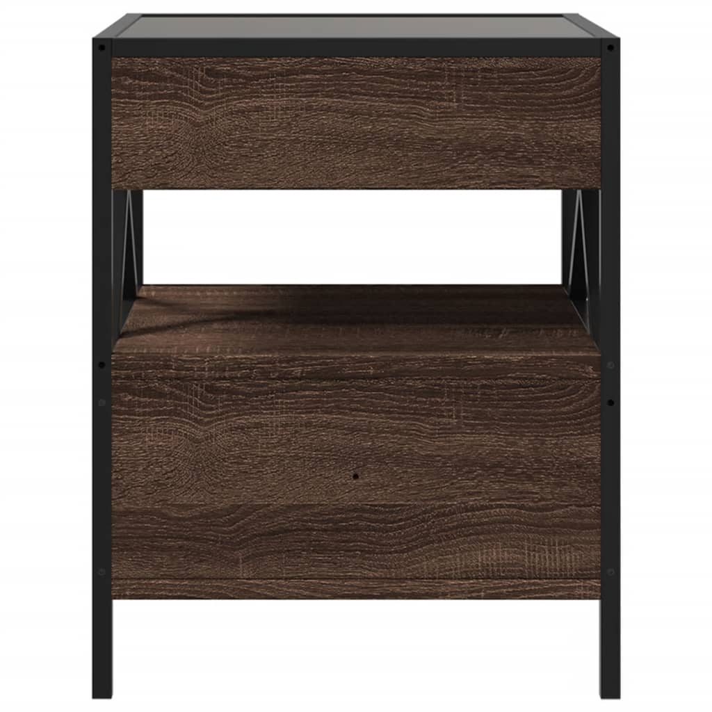 Noptieră cu LED infinity, stejar maro, 40x40x51 cm GartenMobel Dekor