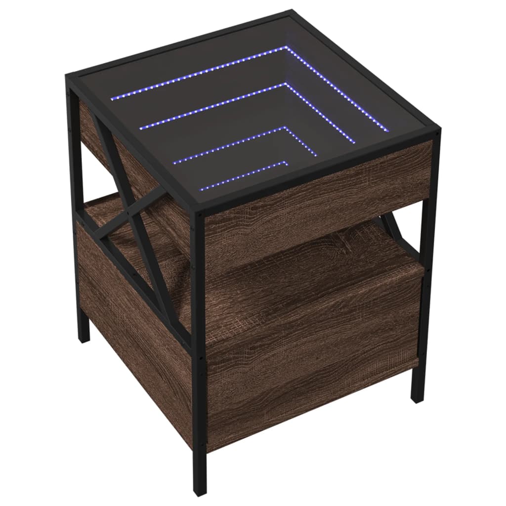 Noptieră cu LED infinity, stejar maro, 40x40x51 cm GartenMobel Dekor