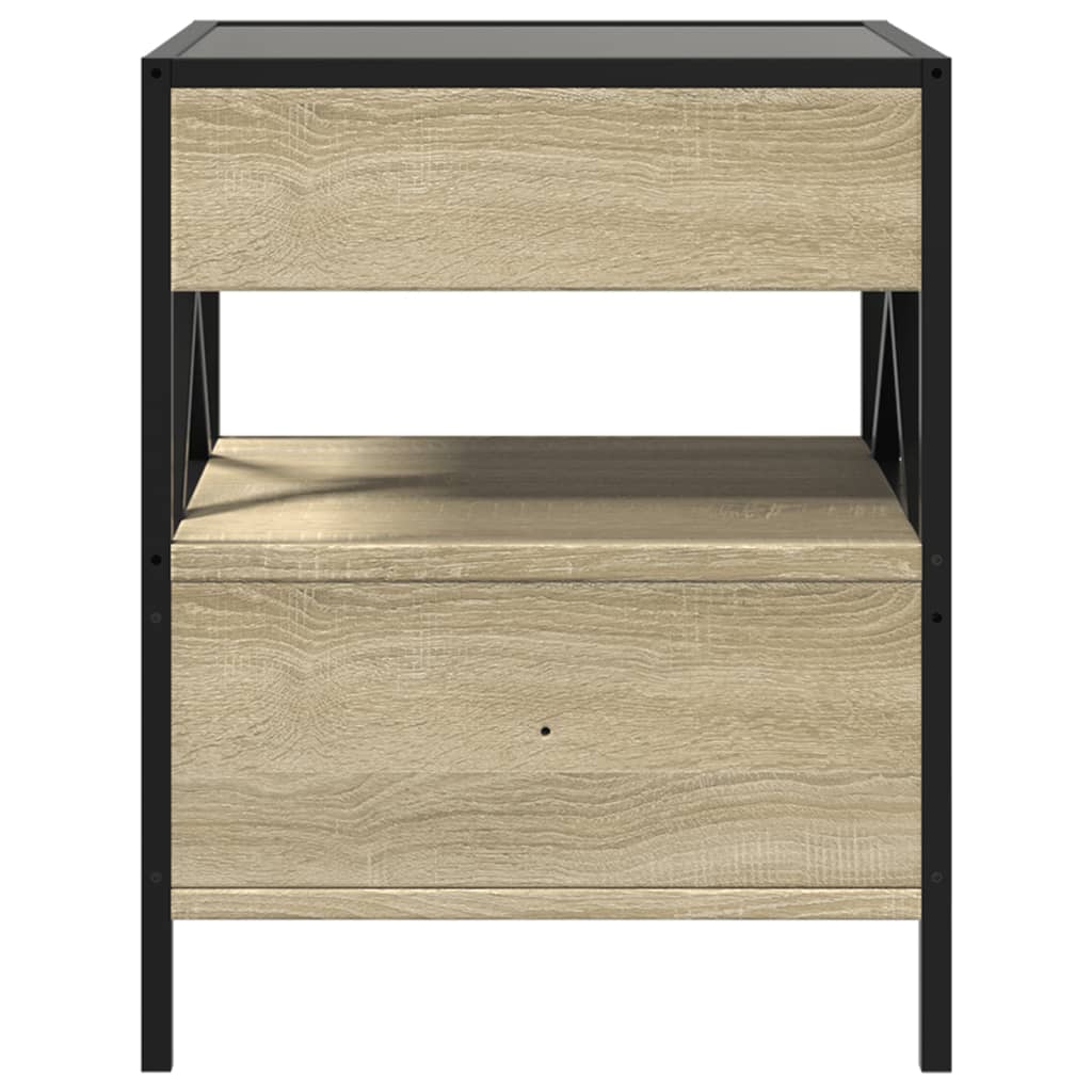Noptieră cu LED infinity, stejar sonoma, 40x40x51 cm GartenMobel Dekor