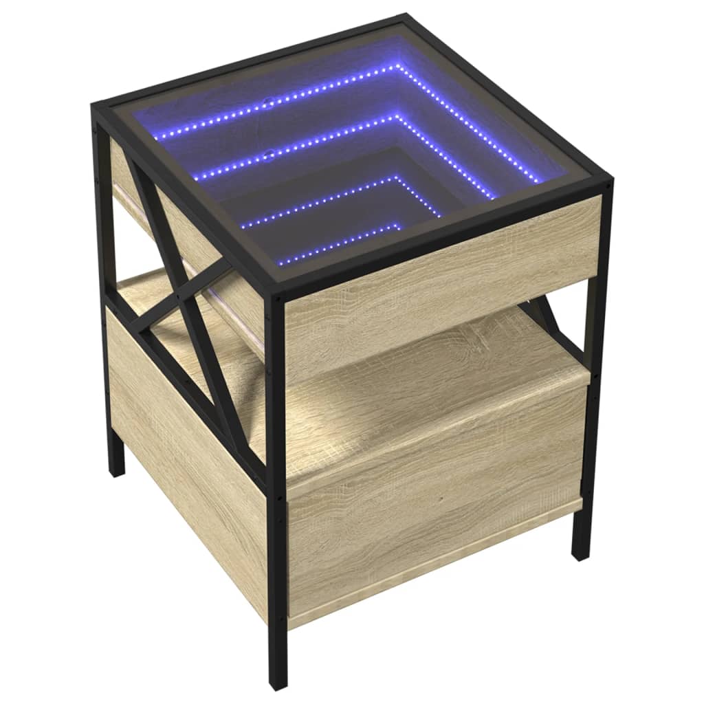 Noptieră cu LED infinity, stejar sonoma, 40x40x51 cm GartenMobel Dekor