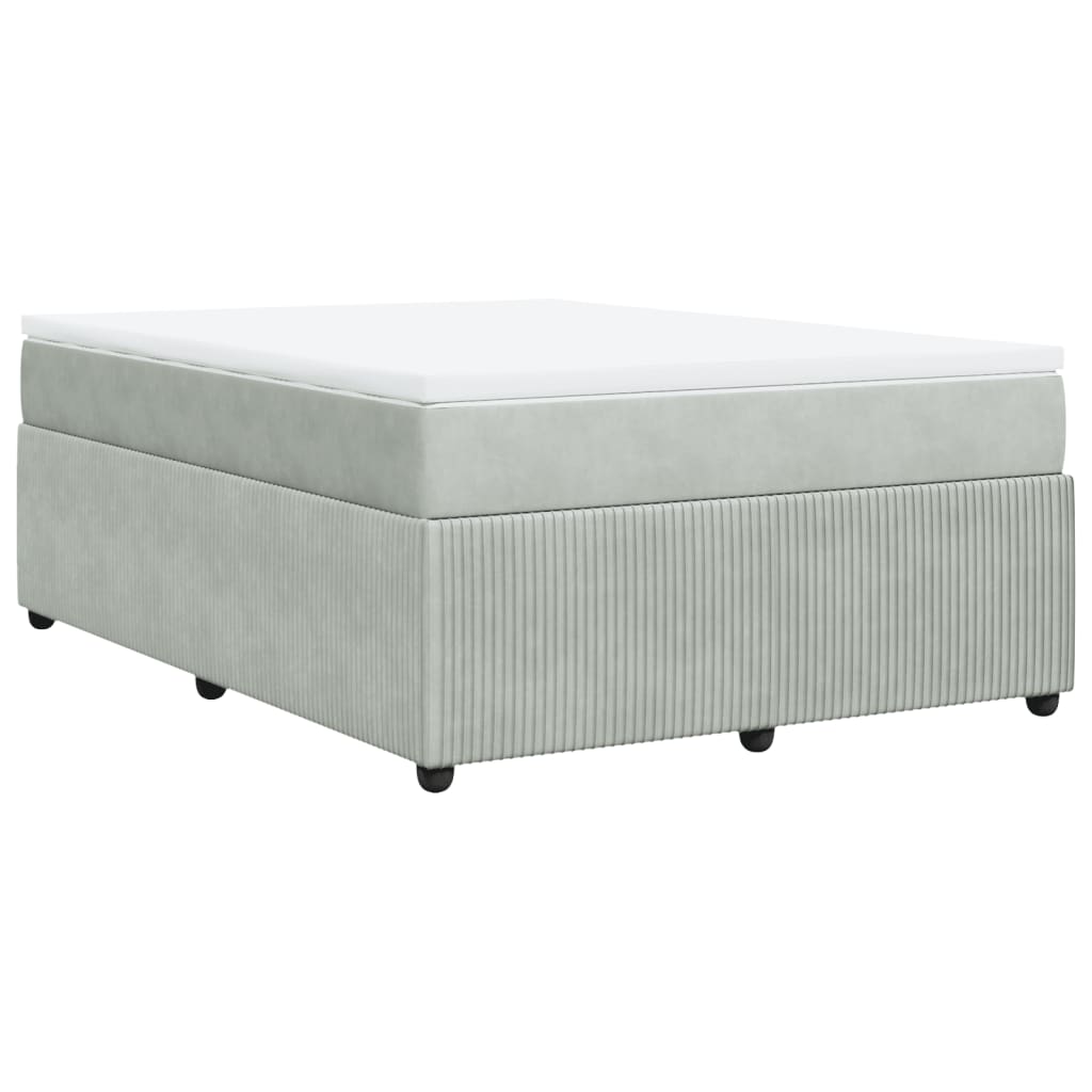 Pat box spring cu saltea, gri deschis, 140x190 cm, catifea GartenMobel Dekor