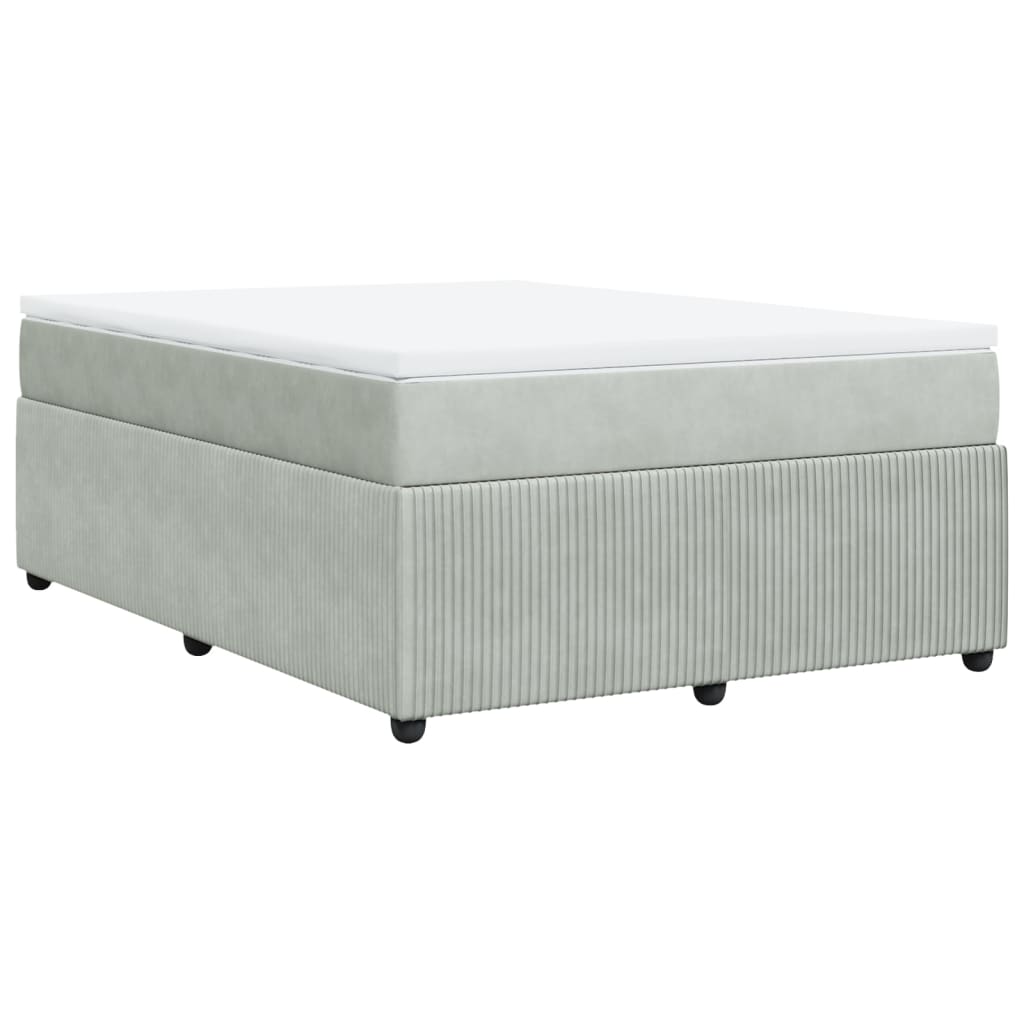 Pat box spring cu saltea, gri deschis, 140x200 cm, catifea GartenMobel Dekor