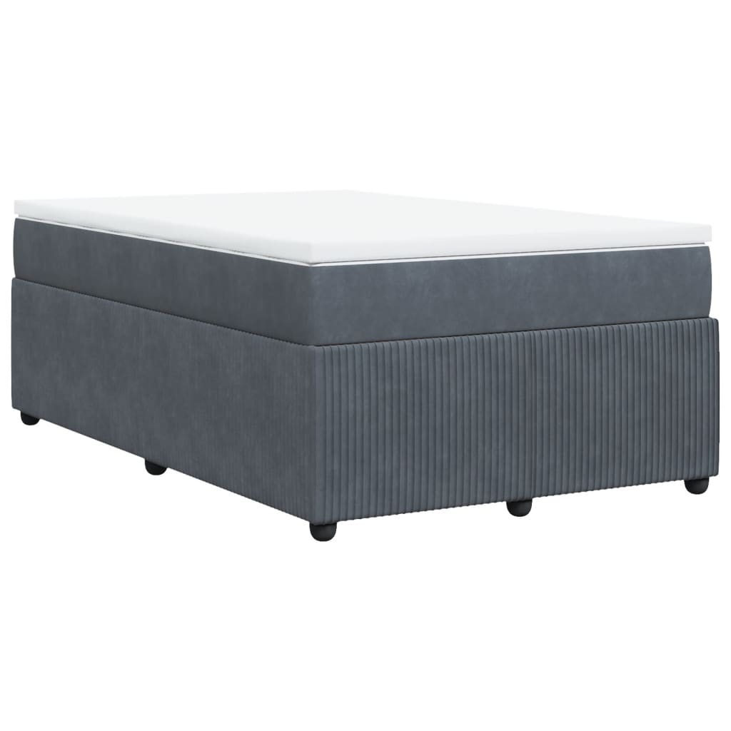 Pat box spring cu saltea, gri închis, 120x190 cm, catifea GartenMobel Dekor