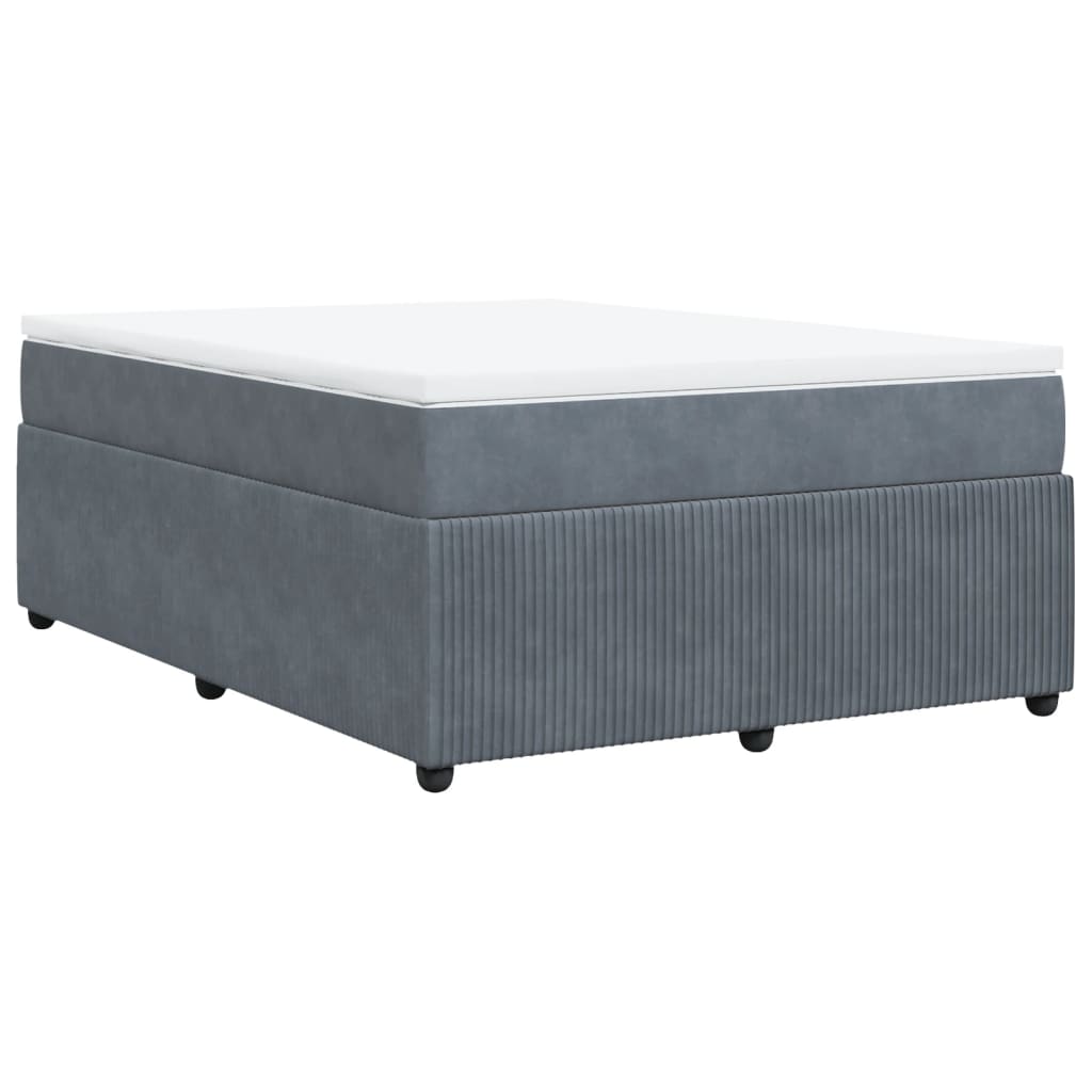 Pat box spring cu saltea, gri închis, 140x190 cm, catifea GartenMobel Dekor