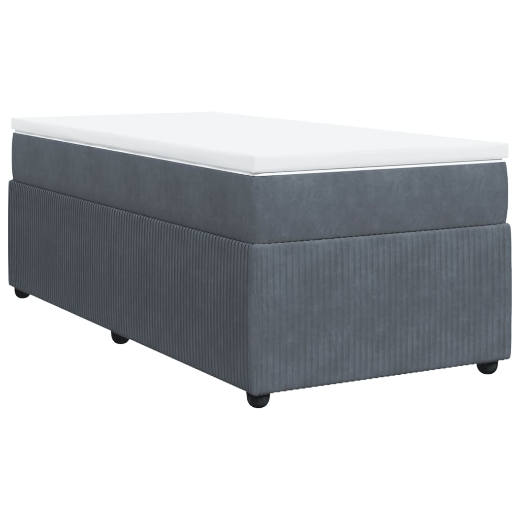 Pat box spring cu saltea, gri închis, 90x190 cm, catifea GartenMobel Dekor