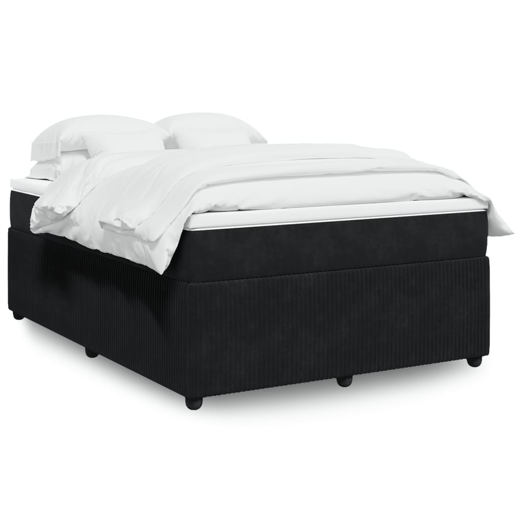 Pat box spring cu saltea, negru, 140x190 cm, catifea GartenMobel Dekor