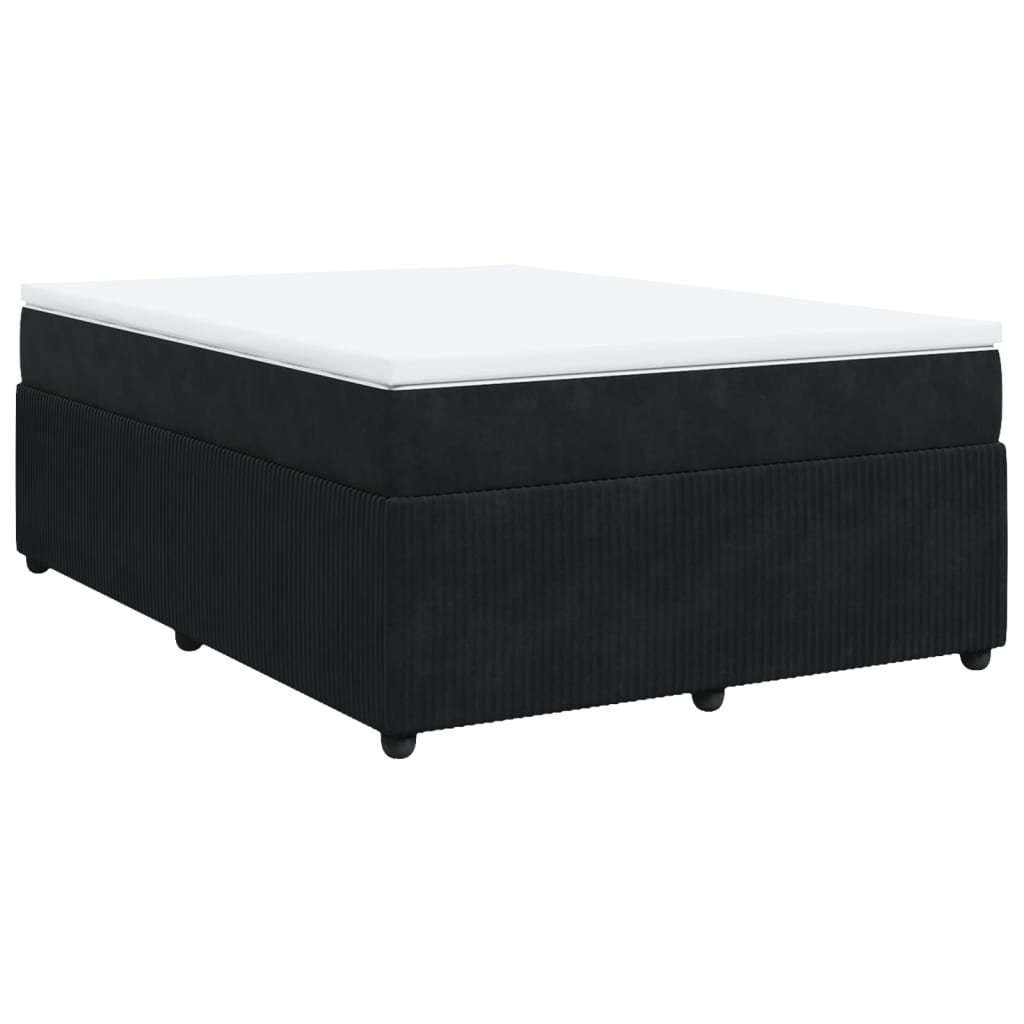 Pat box spring cu saltea, negru, 140x190 cm, catifea GartenMobel Dekor
