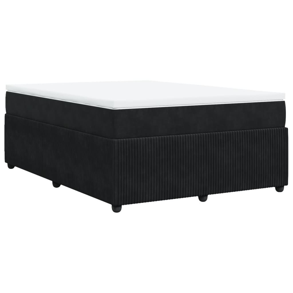 Pat box spring cu saltea, negru, 140x190 cm, catifea GartenMobel Dekor