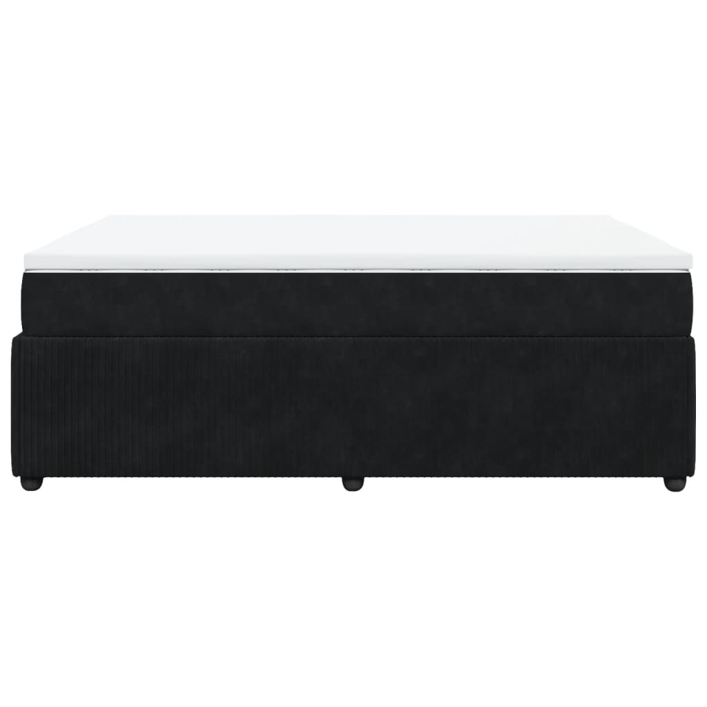 Pat box spring cu saltea, negru, 140x190 cm, catifea GartenMobel Dekor