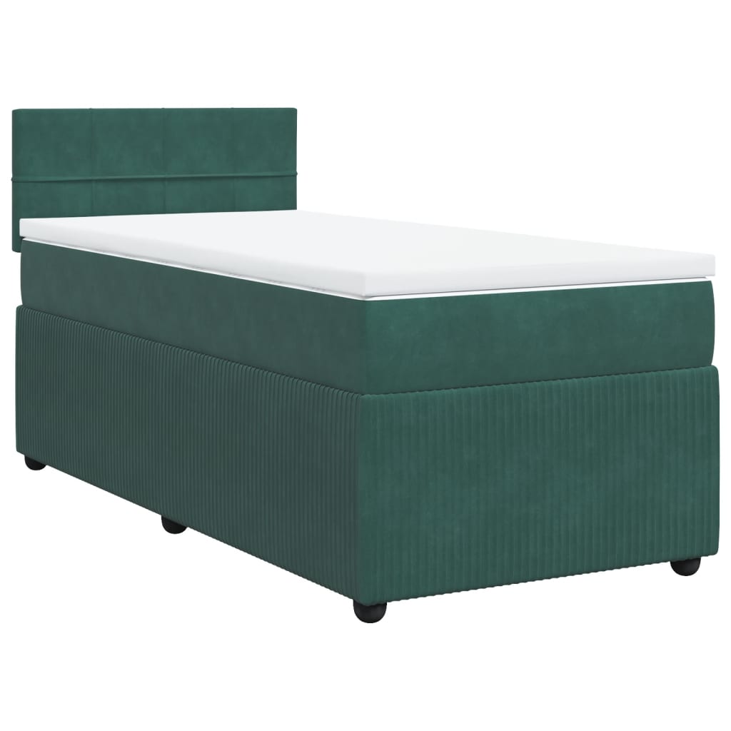 Pat box spring cu saltea, verde închis, 100x200 cm, catifea GartenMobel Dekor