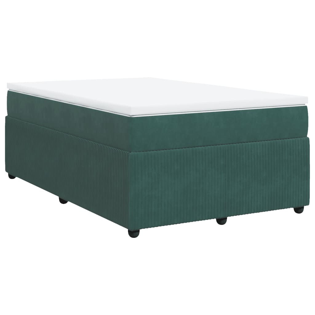 Pat box spring cu saltea, verde închis, 120x200 cm, catifea GartenMobel Dekor