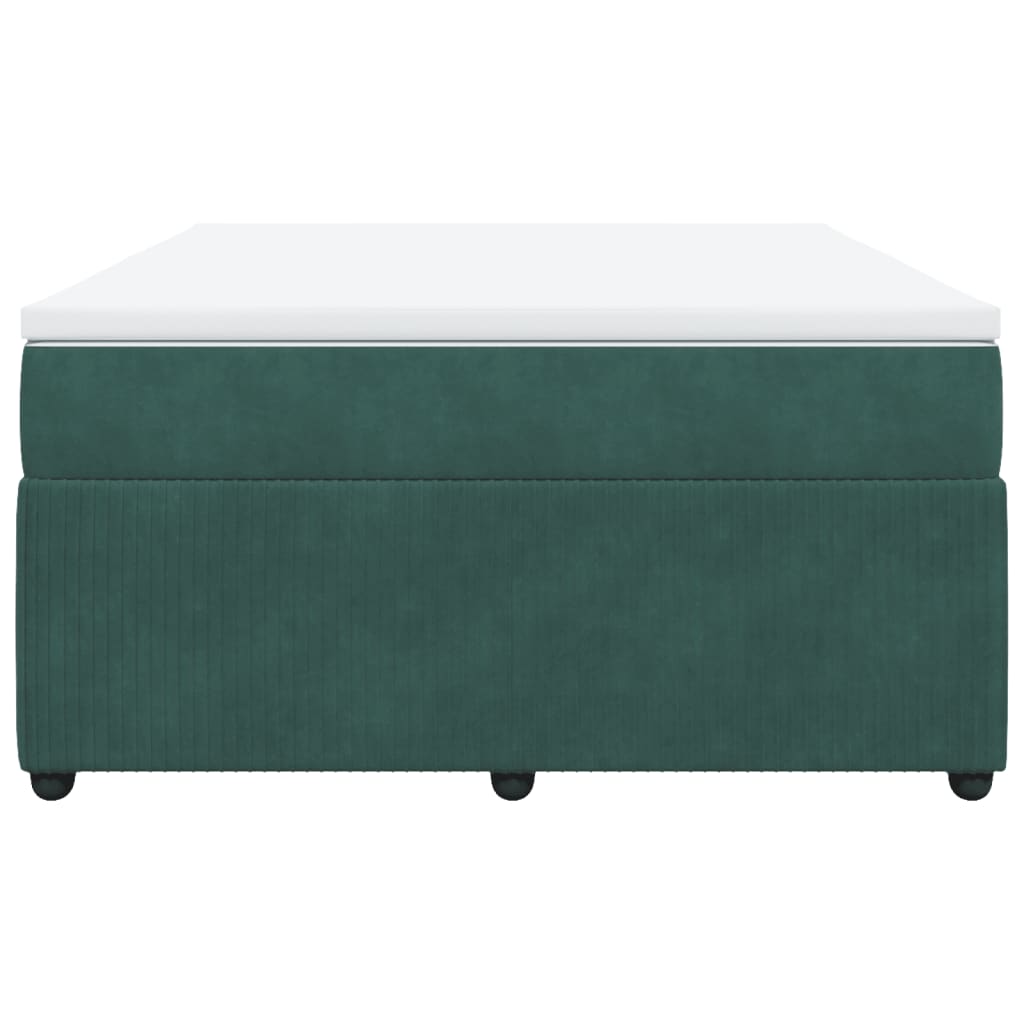Pat box spring cu saltea, verde închis, 140x200 cm, catifea GartenMobel Dekor