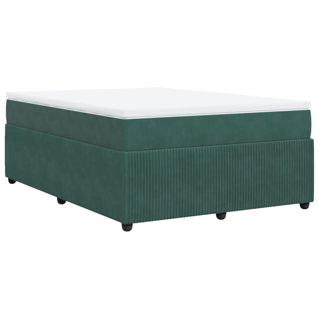 Pat box spring cu saltea, verde închis, 140x200 cm, catifea GartenMobel Dekor