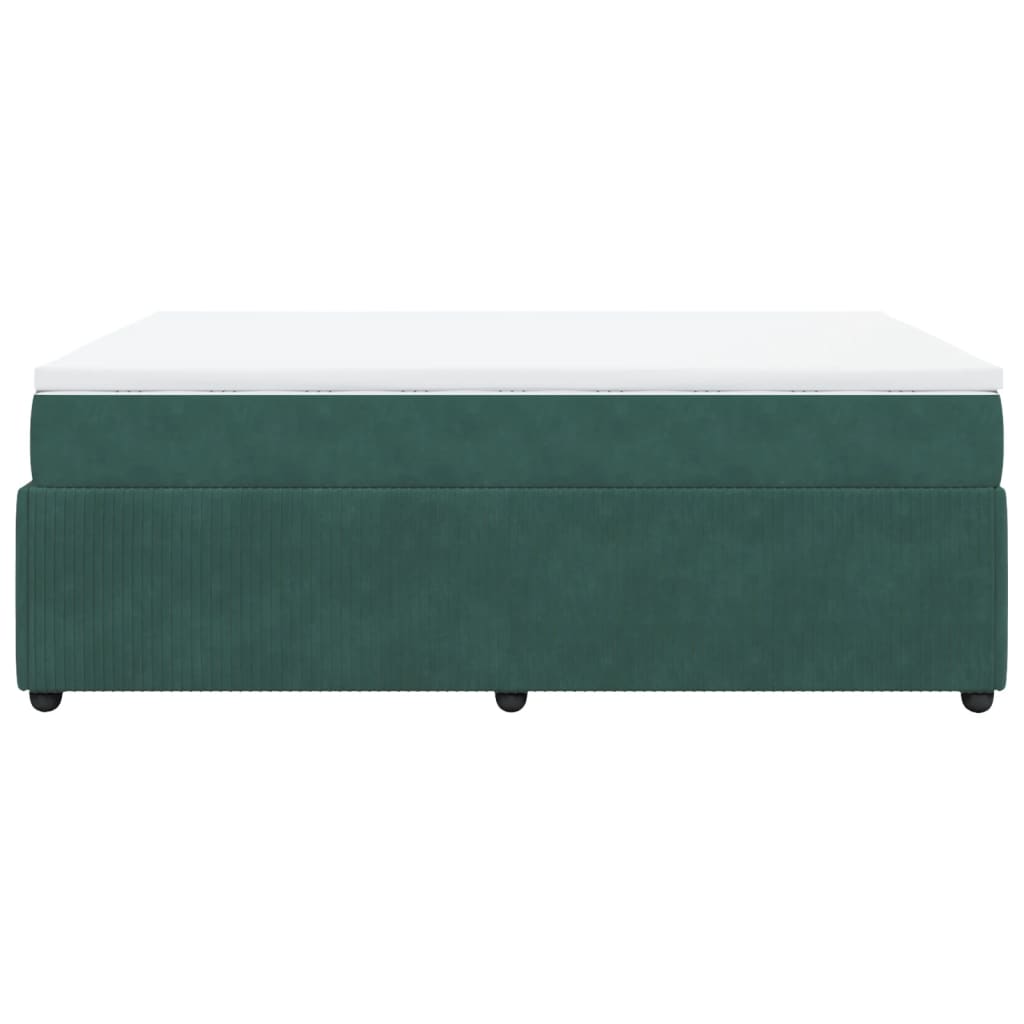 Pat box spring cu saltea, verde închis, 140x200 cm, catifea GartenMobel Dekor
