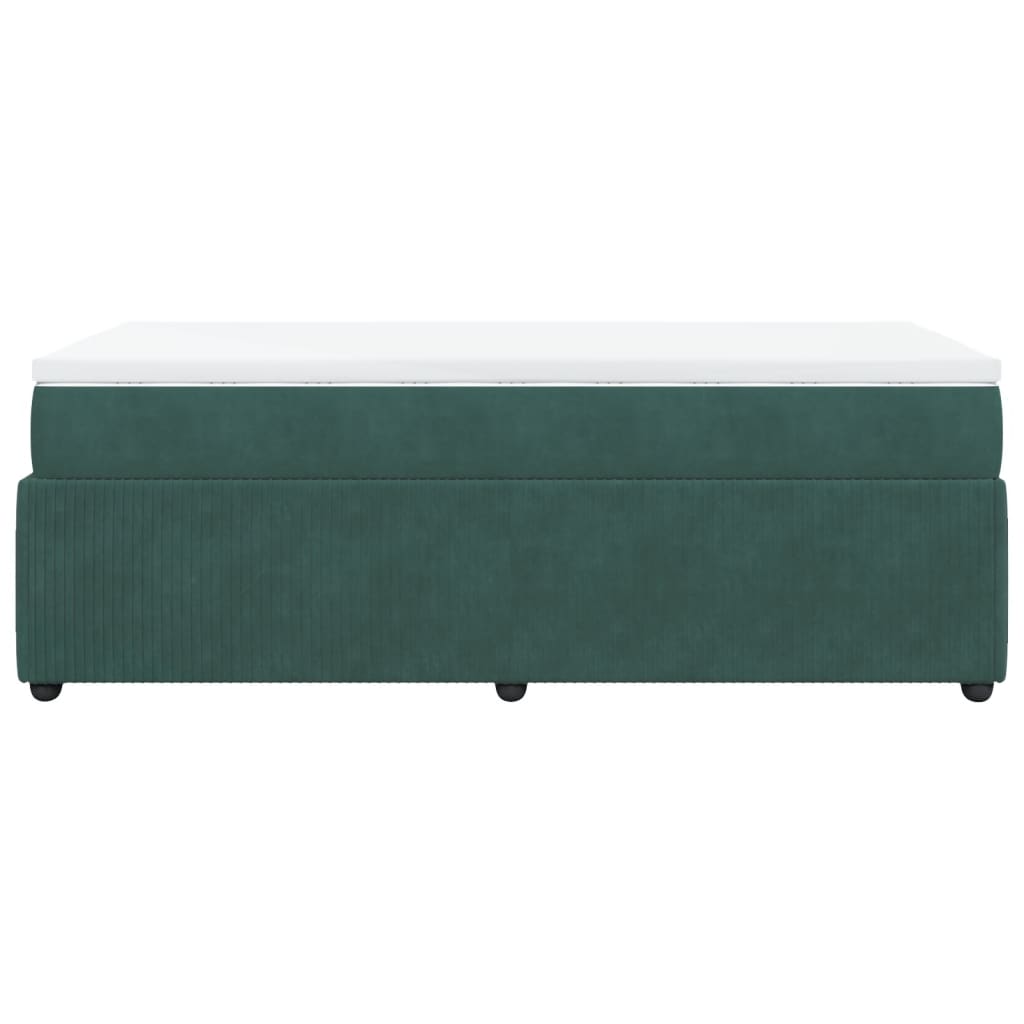 Pat box spring cu saltea, verde închis, 90x190 cm, catifea GartenMobel Dekor