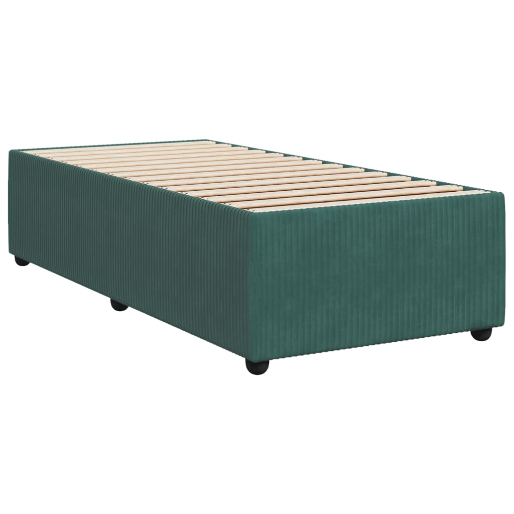 Pat box spring cu saltea, verde închis, 90x190 cm, catifea GartenMobel Dekor