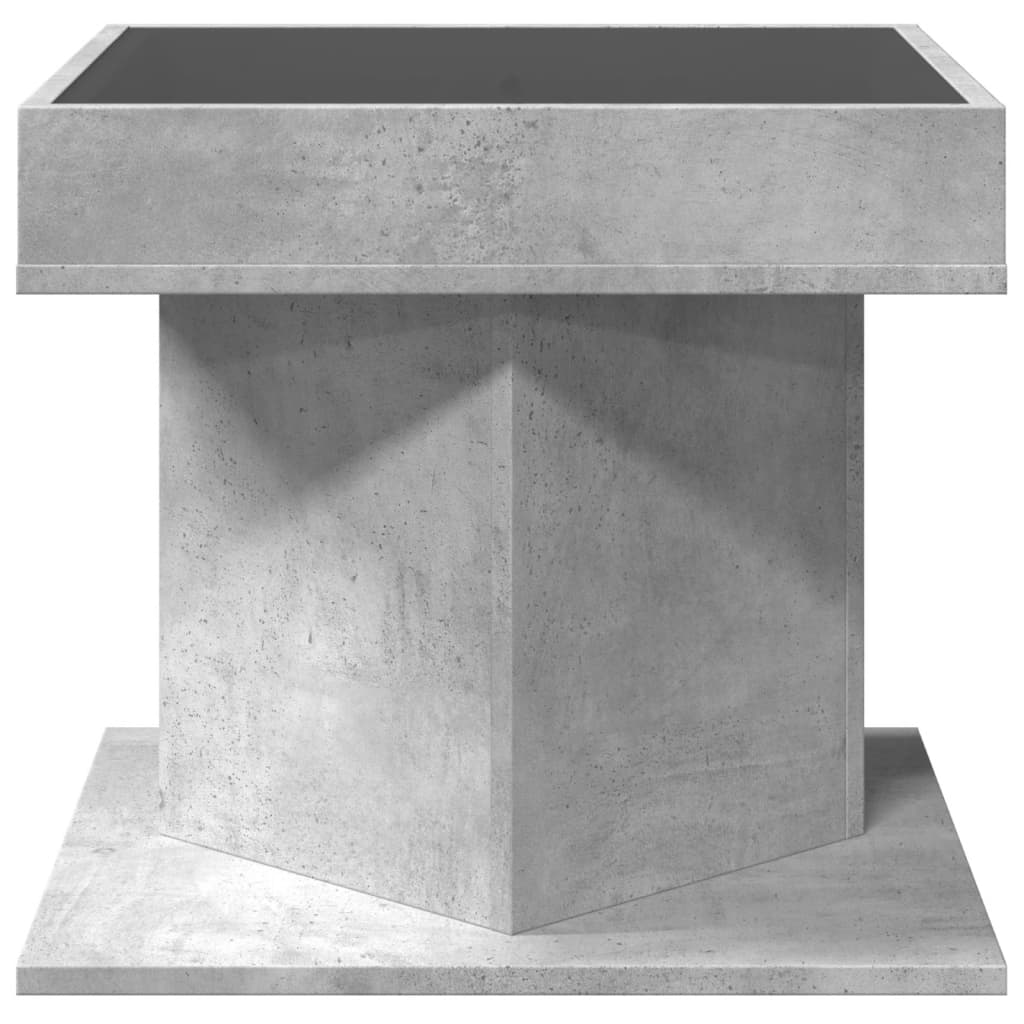 Măsuță de cafea cu LED, gri beton, 50x50x45 cm, lemn prelucrat GartenMobel Dekor