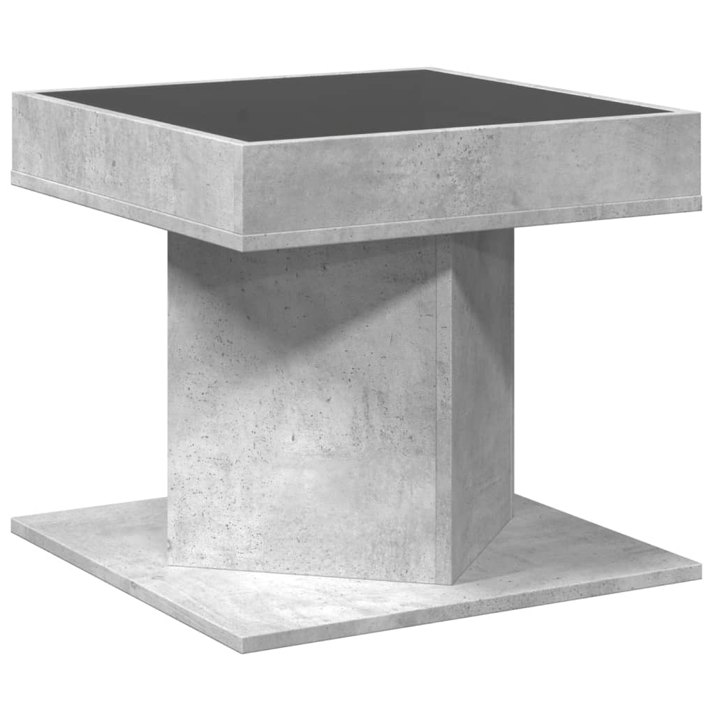 Măsuță de cafea cu LED, gri beton, 50x50x45 cm, lemn prelucrat GartenMobel Dekor