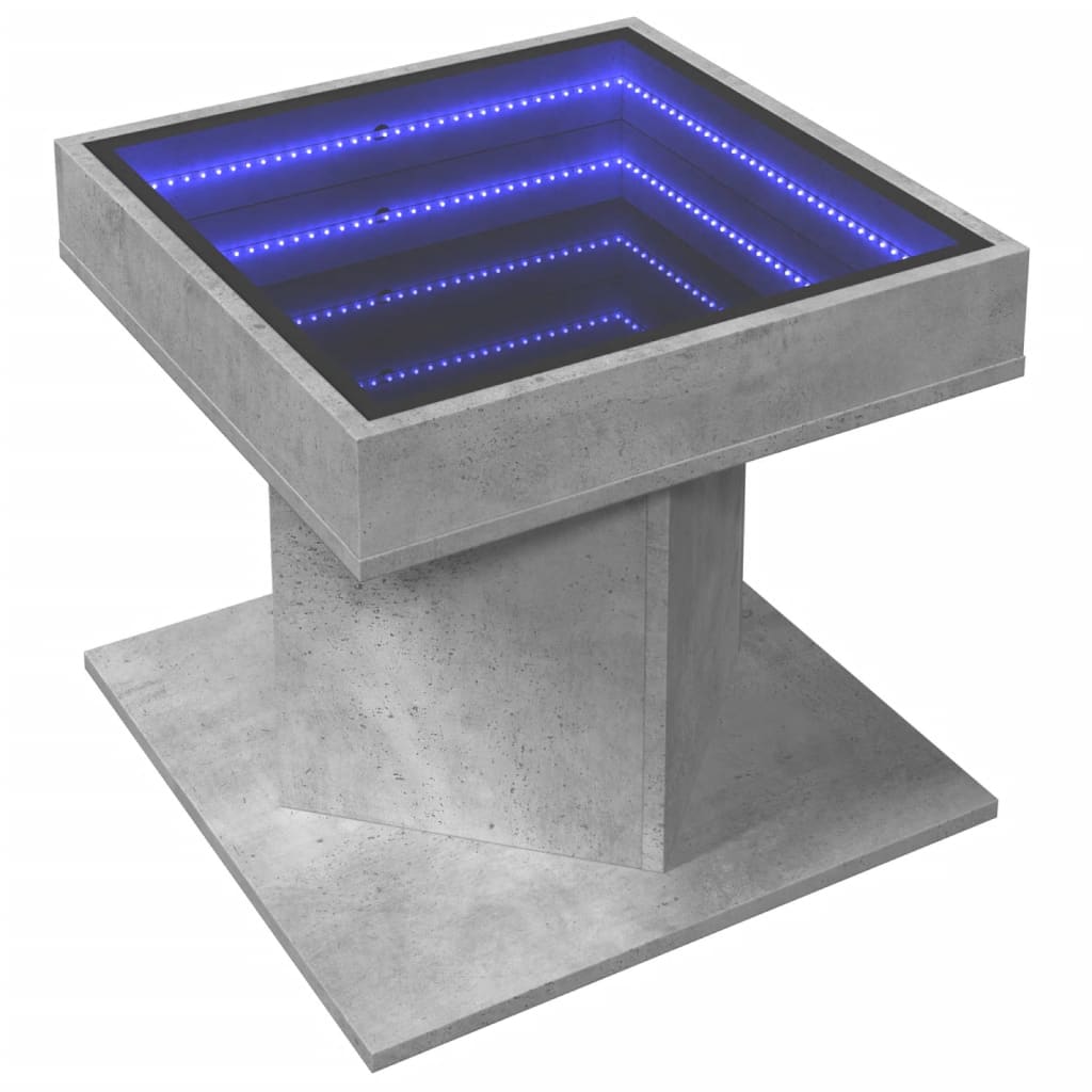 Măsuță de cafea cu LED, gri beton, 50x50x45 cm, lemn prelucrat GartenMobel Dekor