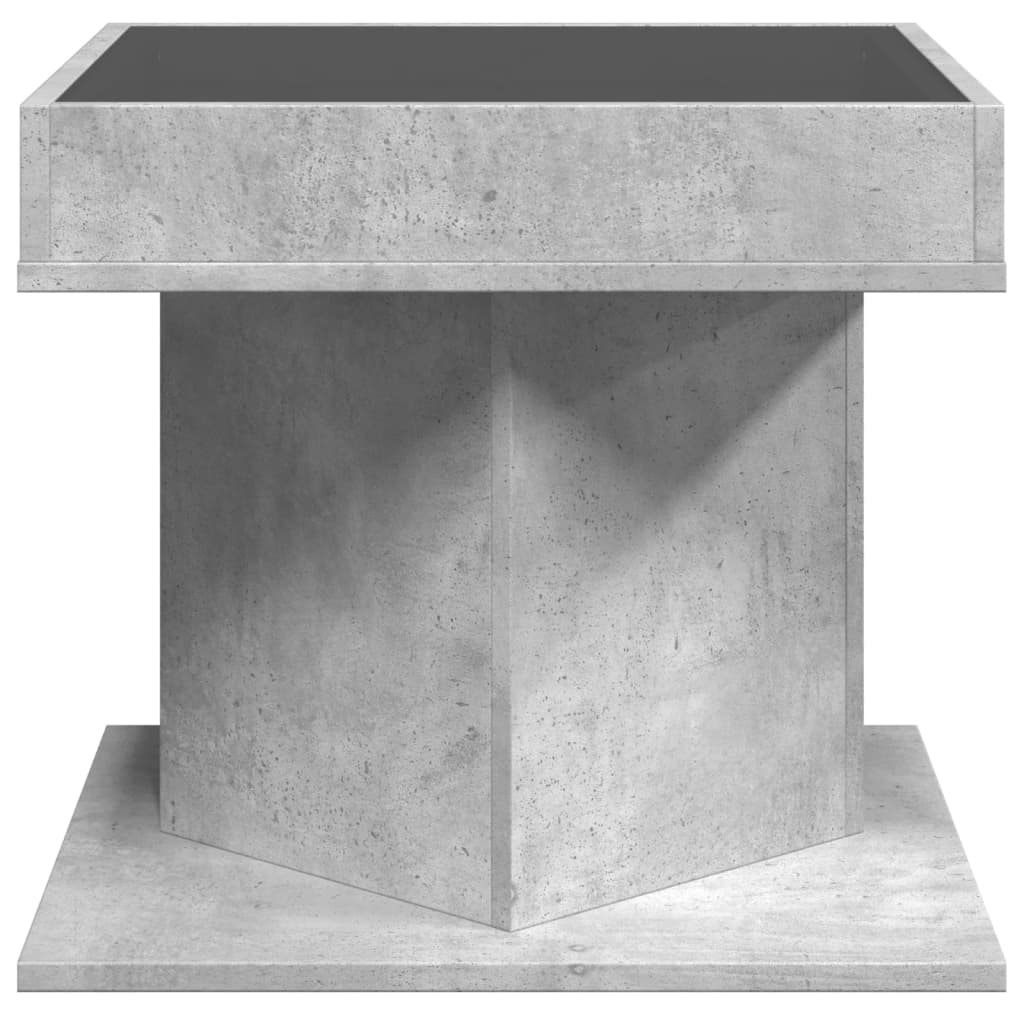 Măsuță de cafea cu LED, gri beton, 50x50x45 cm, lemn prelucrat GartenMobel Dekor