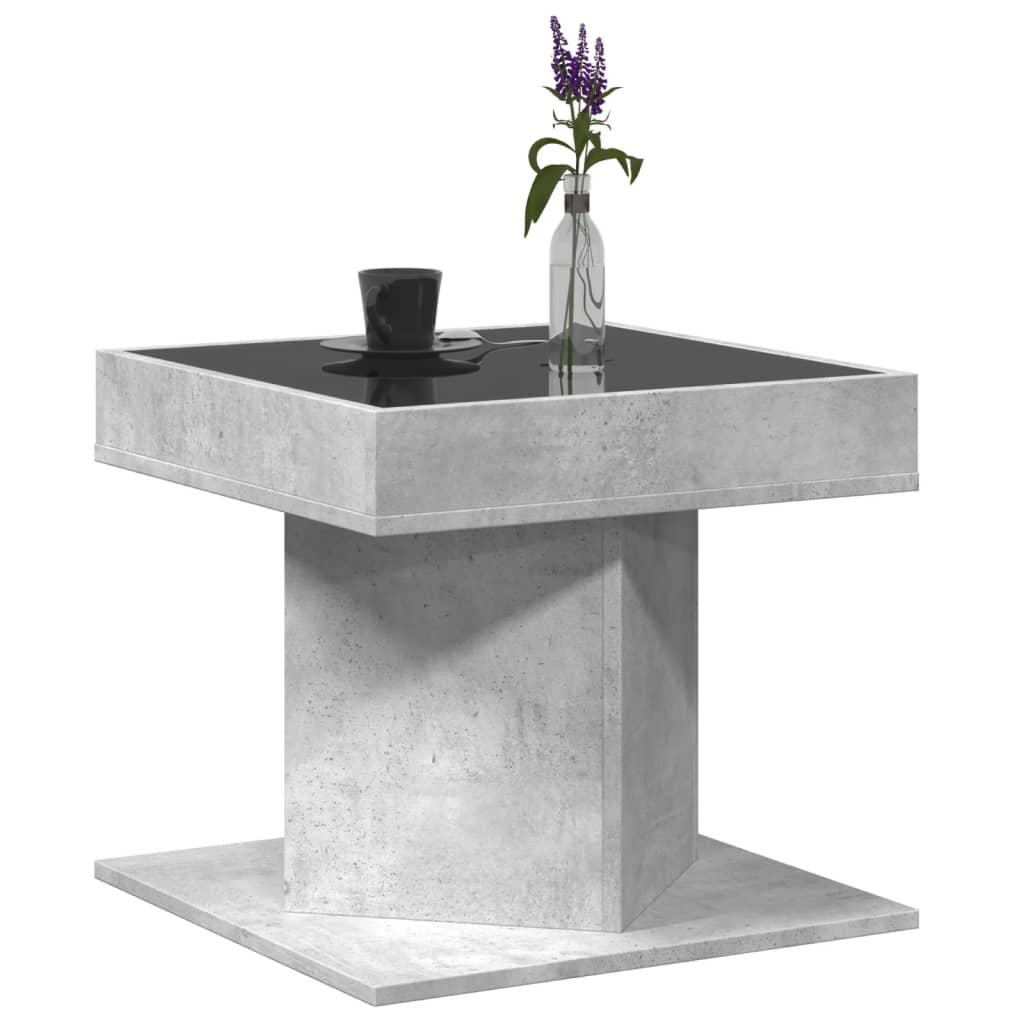 Măsuță de cafea cu LED, gri beton, 50x50x45 cm, lemn prelucrat GartenMobel Dekor