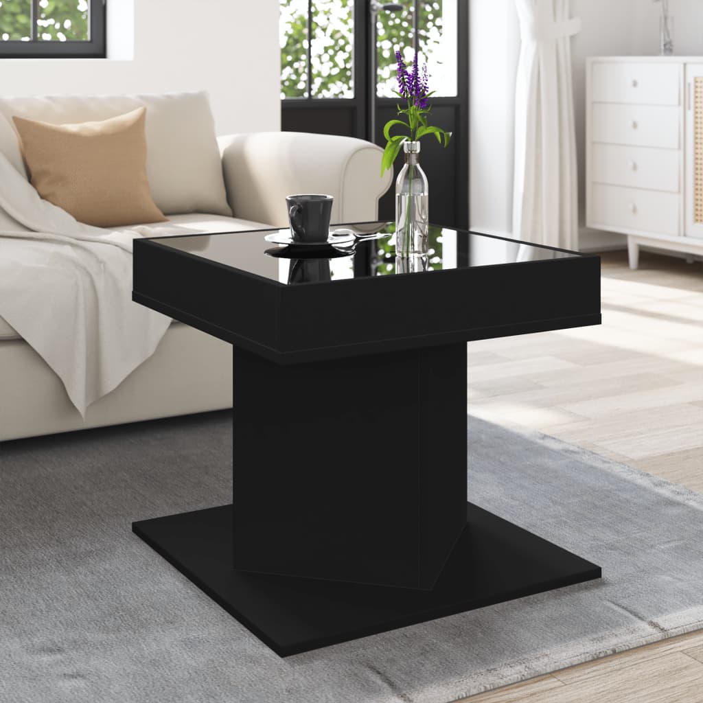 Măsuță de cafea cu LED, negru, 50x50x45 cm, lemn prelucrat GartenMobel Dekor