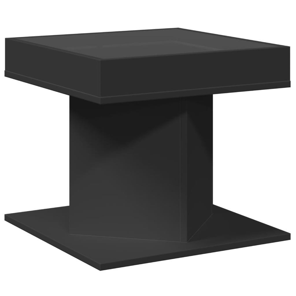 Măsuță de cafea cu LED, negru, 50x50x45 cm, lemn prelucrat GartenMobel Dekor