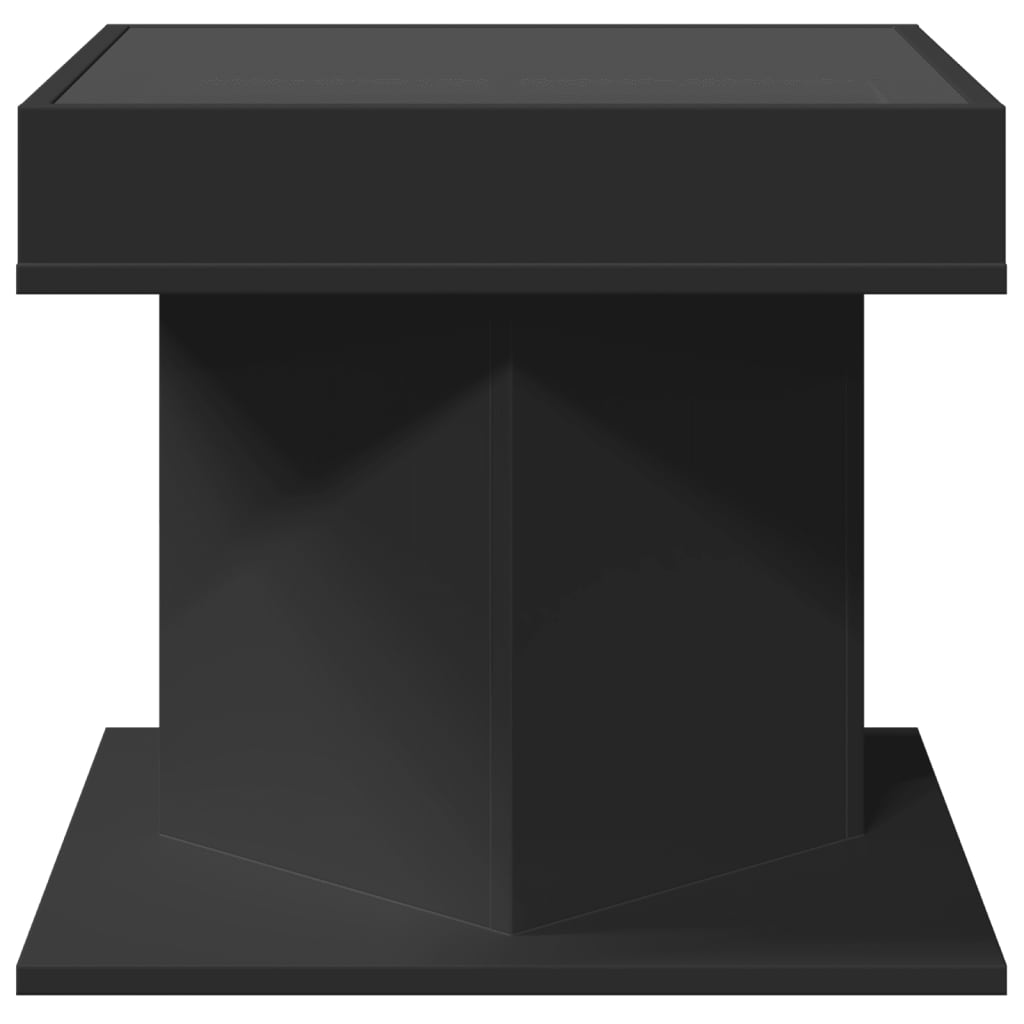 Măsuță de cafea cu LED, negru, 50x50x45 cm, lemn prelucrat GartenMobel Dekor