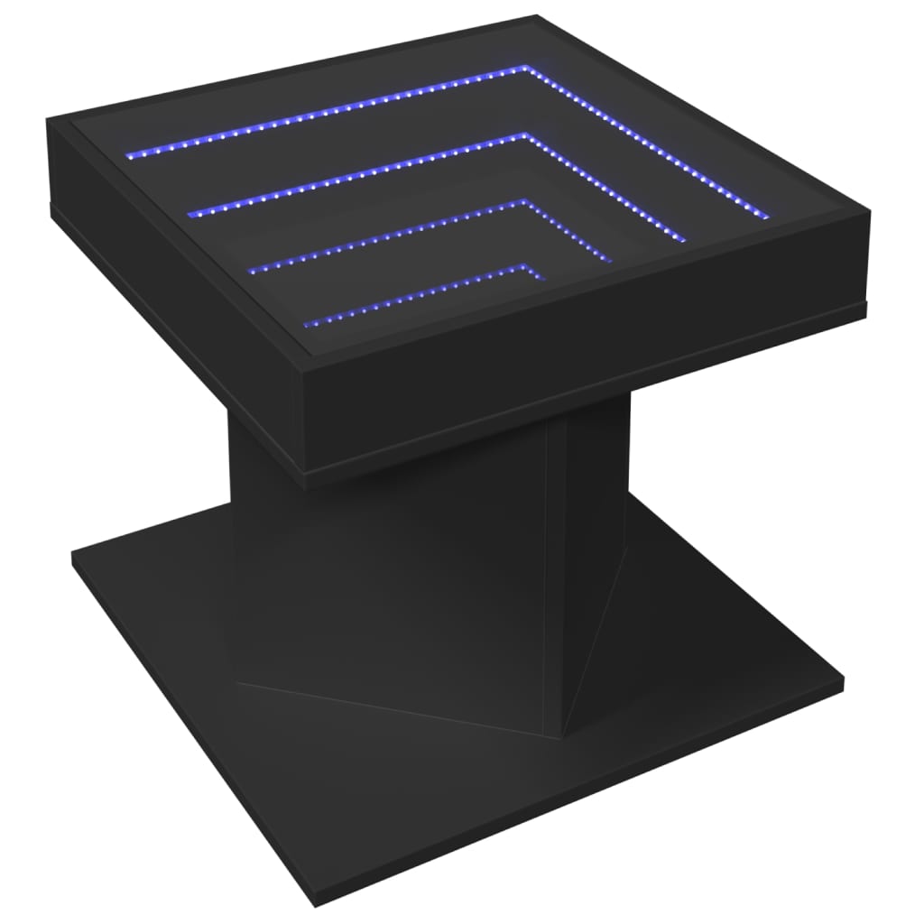 Măsuță de cafea cu LED, negru, 50x50x45 cm, lemn prelucrat GartenMobel Dekor