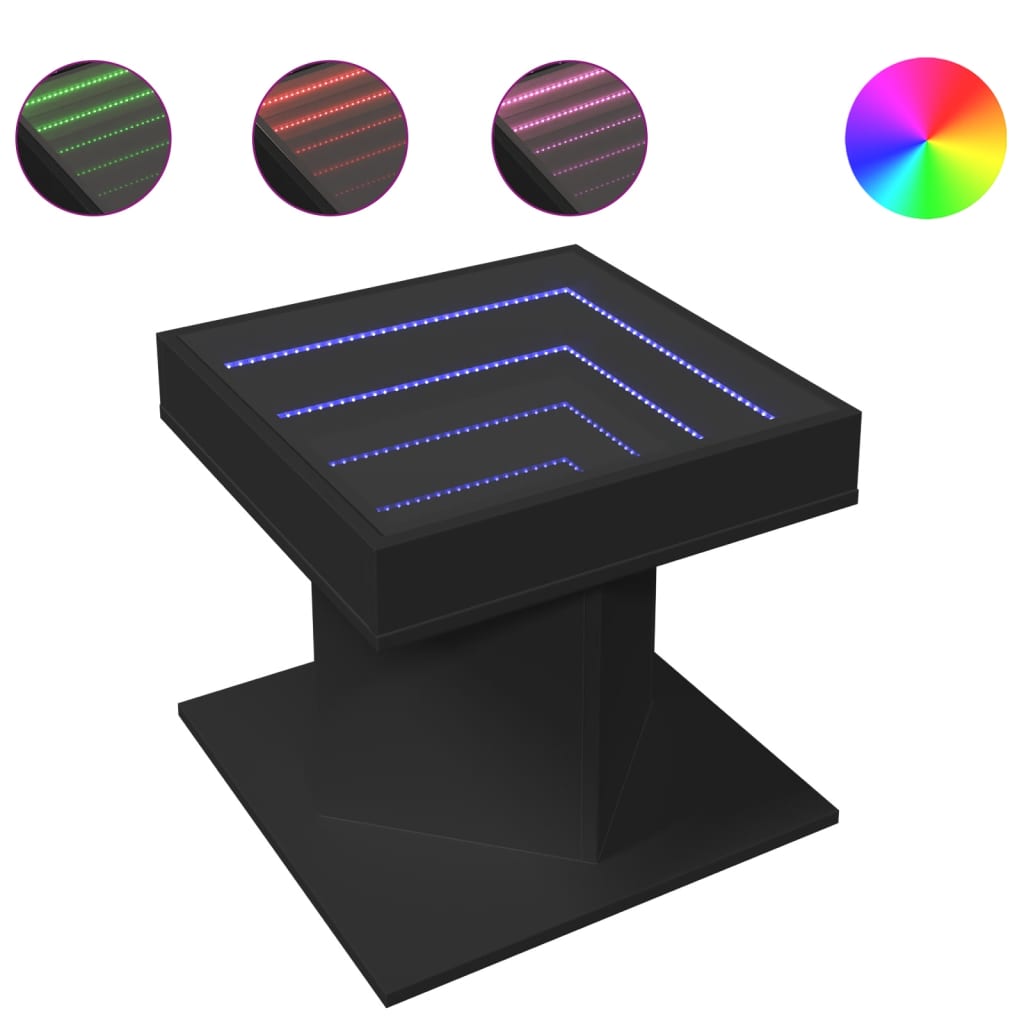 Măsuță de cafea cu LED, negru, 50x50x45 cm, lemn prelucrat GartenMobel Dekor