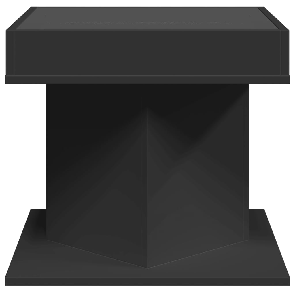 Măsuță de cafea cu LED, negru, 50x50x45 cm, lemn prelucrat GartenMobel Dekor