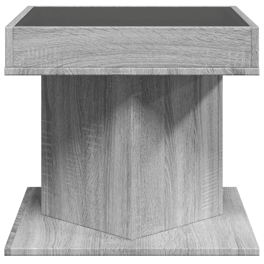 Măsuță de cafea cu LED sonoma gri 50x50x45cm lemn prelucrat GartenMobel Dekor