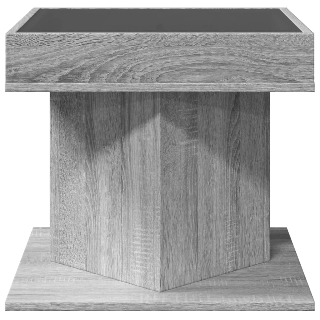 Măsuță de cafea cu LED sonoma gri 50x50x45cm lemn prelucrat GartenMobel Dekor