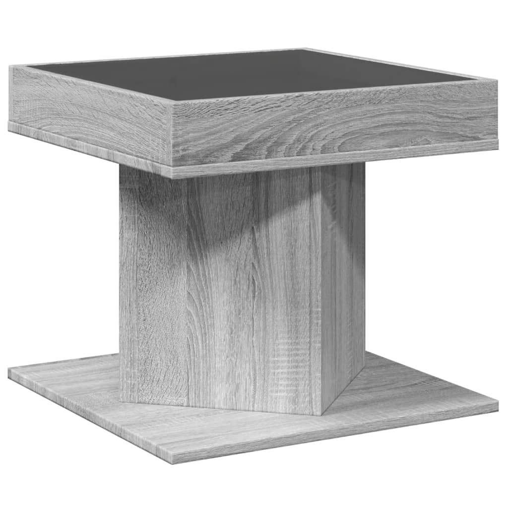 Măsuță de cafea cu LED sonoma gri 50x50x45cm lemn prelucrat GartenMobel Dekor