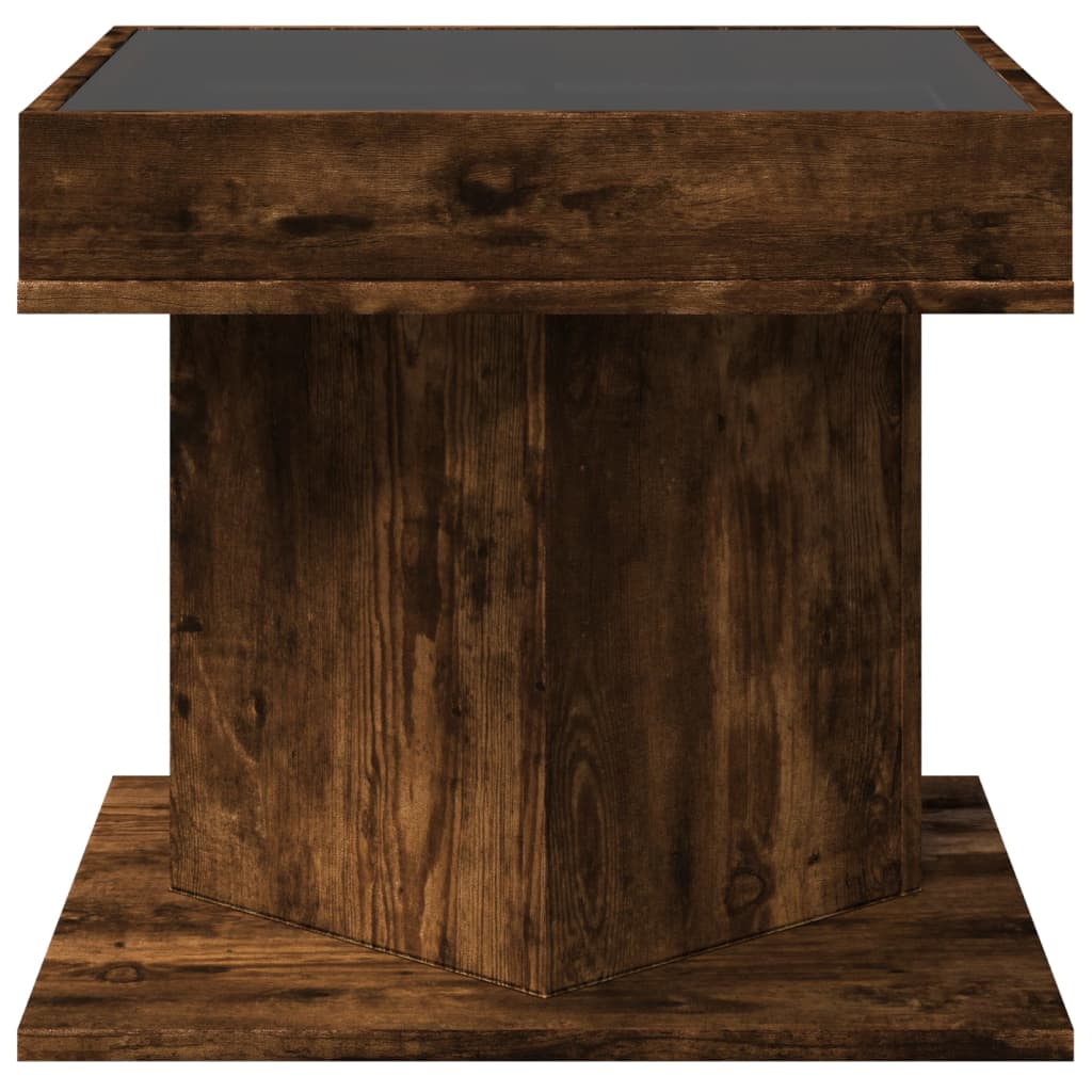 Măsuță de cafea cu LED stejar fumuriu 50x50x45cm lemn prelucrat GartenMobel Dekor