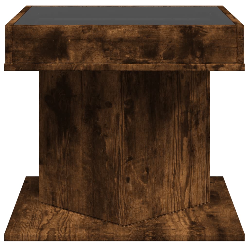 Măsuță de cafea cu LED stejar fumuriu 50x50x45cm lemn prelucrat GartenMobel Dekor